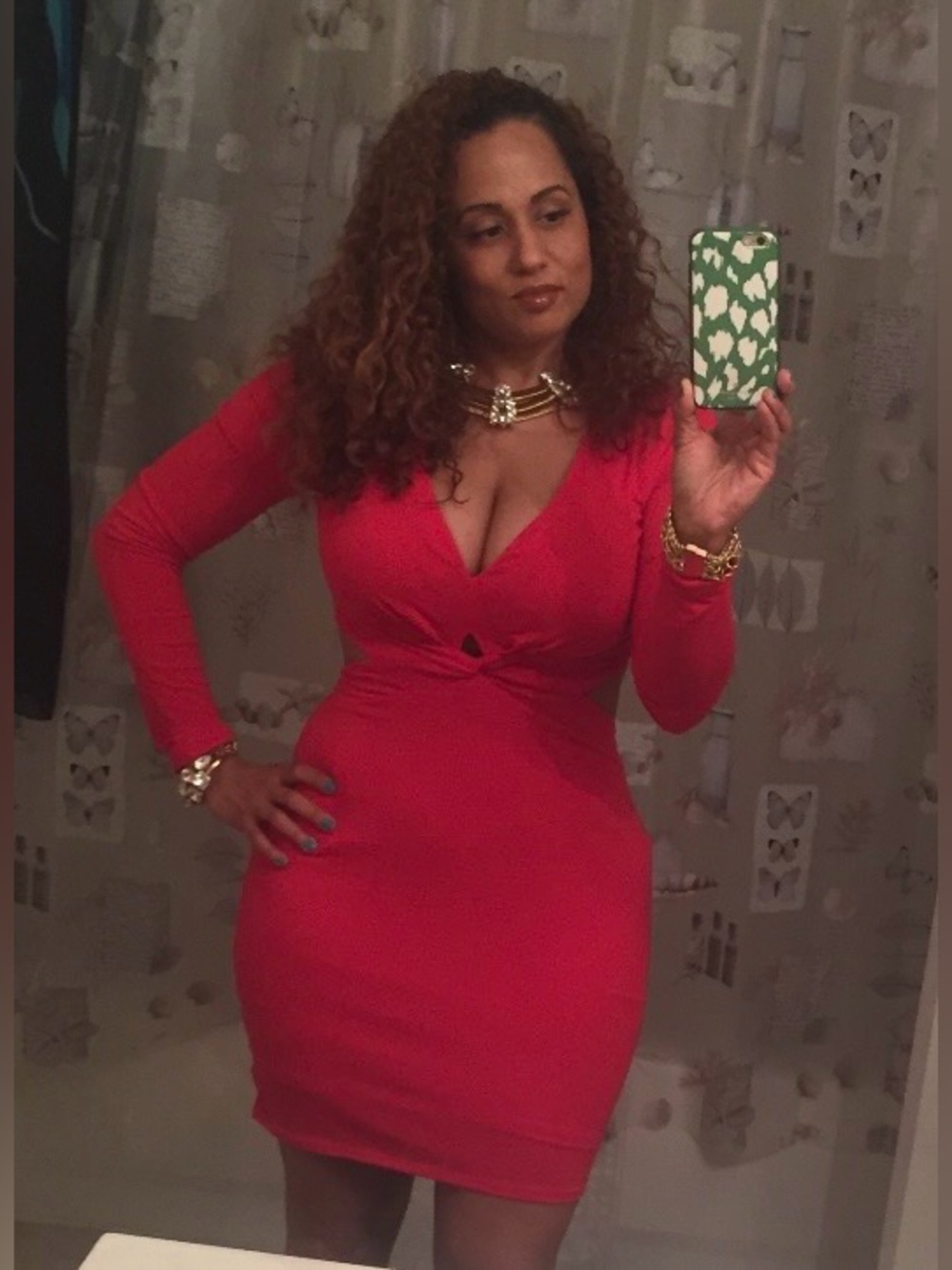 Express Red Long-Sleeve Twist-Front Bodycon Dress